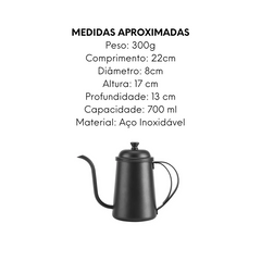 Bule Bico Fino Black 700ml Mimo Mimo Style