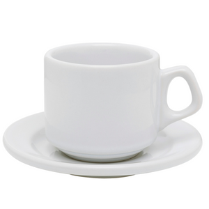 Xicara de Chá Plus Branca de Porcelana 200ml Com Pires Oxford