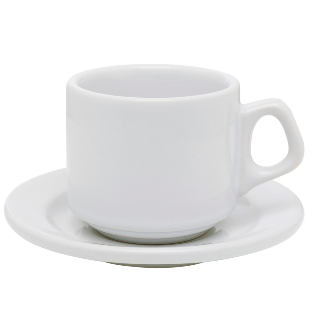 Xicara de Chá Plus Branca de Porcelana 200ml Com Pires Oxford