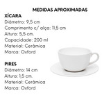 Xicara de Chá Plus Branca de Porcelana 200ml Com Pires Oxford