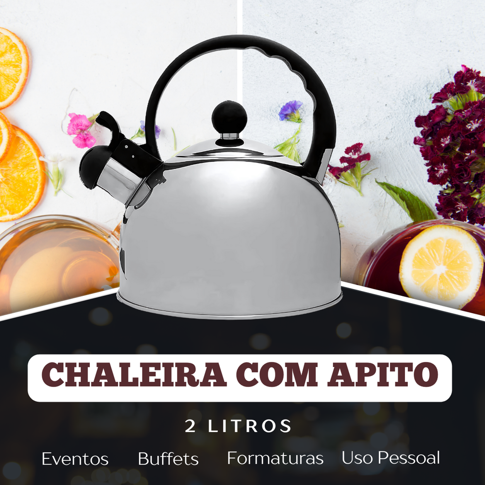Chaleira em Aço Inox 2L Cabo Baquelite - A Gourmet