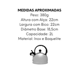 Chaleira em Aço Inox 2L Cabo Baquelite - A Gourmet