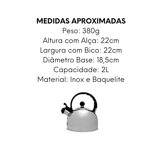 Chaleira em Aço Inox 2L Cabo Baquelite Main Image