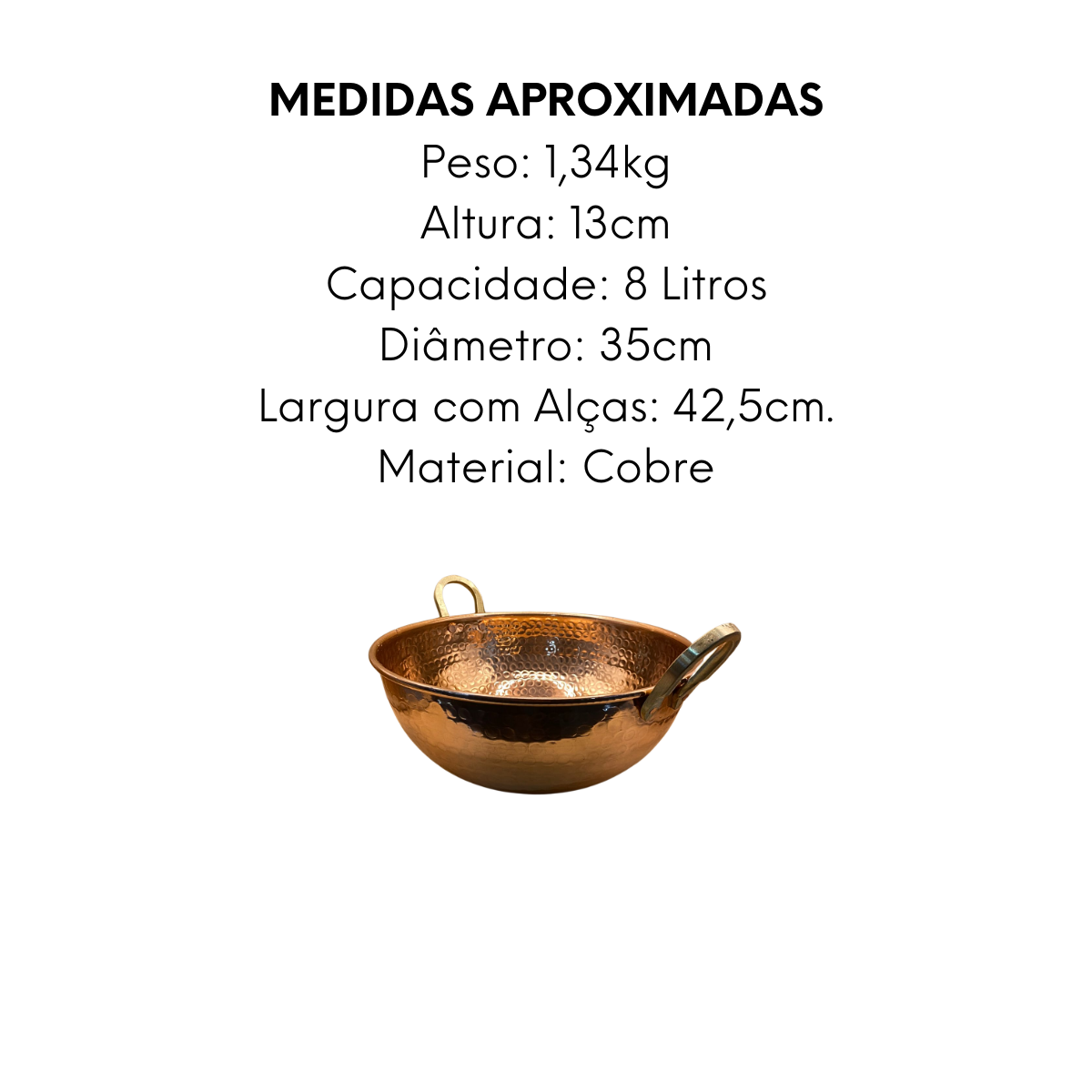 Tacho de Cobre Com Alça 8L - A Gourmet