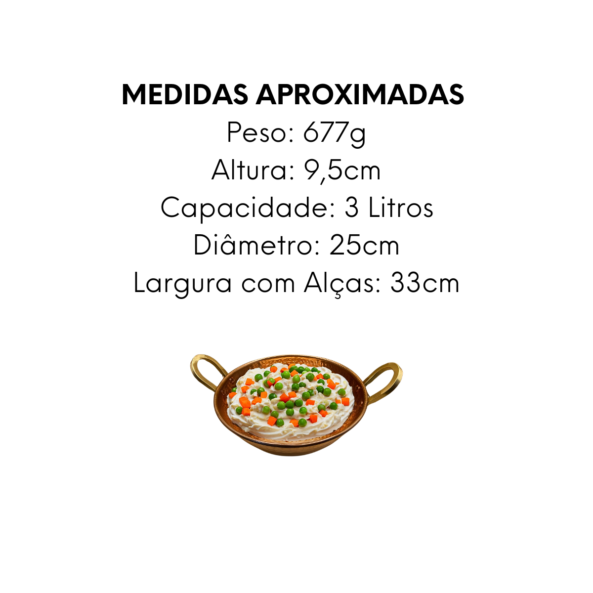 Tacho de Cobre C/Alça 3L - A Gourmet