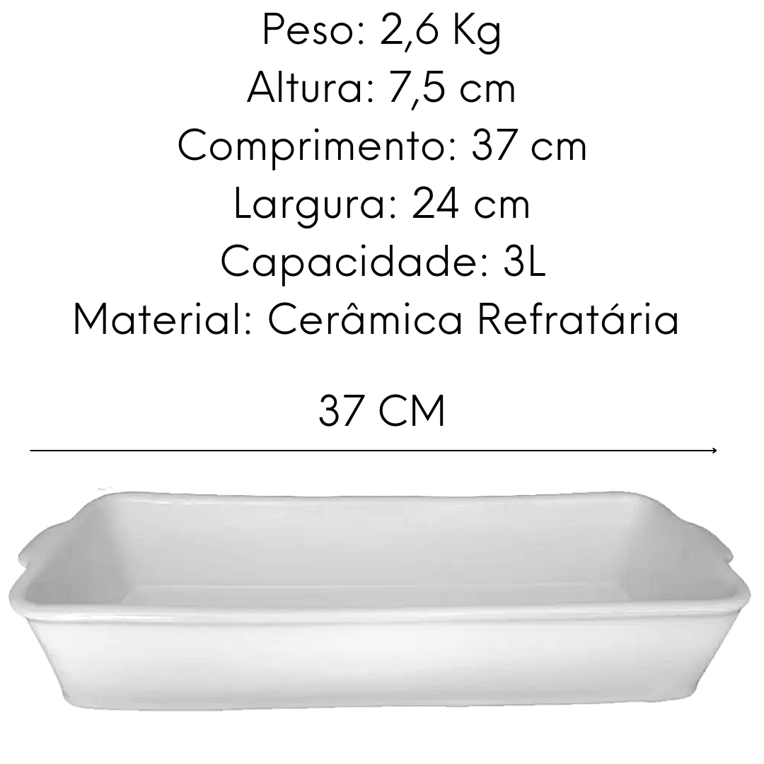 Assadeira Retangular em Ceramica N4 3L LaFaenza