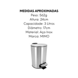 Lixeira de Aço Inox Com Pedal 3L