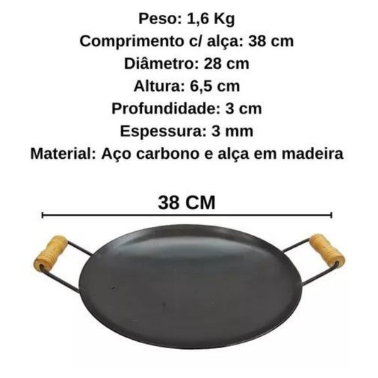 Tacho disco em Aço Carbono Com 2 Alças 27cm