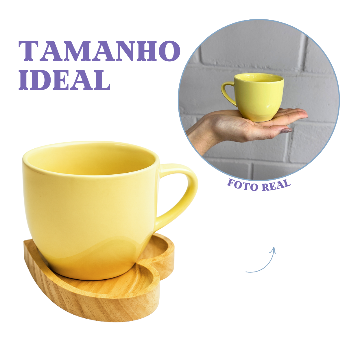 Xicara Porcelana Amarela Com Pires Coração