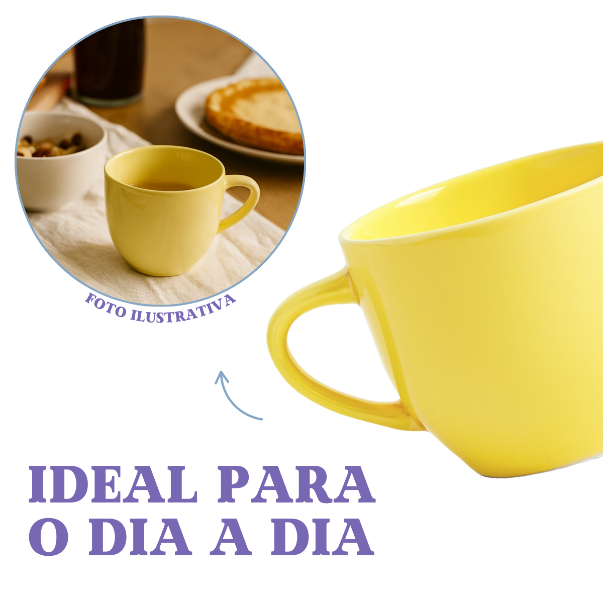 Xicara Chá Porcelana Amarela
