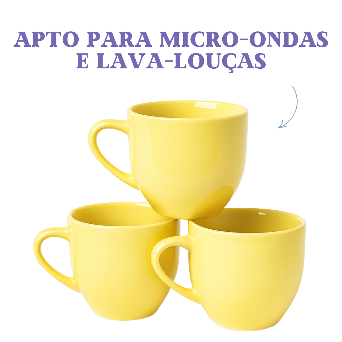 Xicara Chá Porcelana Amarela