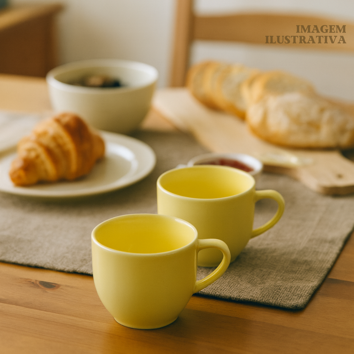 Xicara Chá Porcelana Amarela