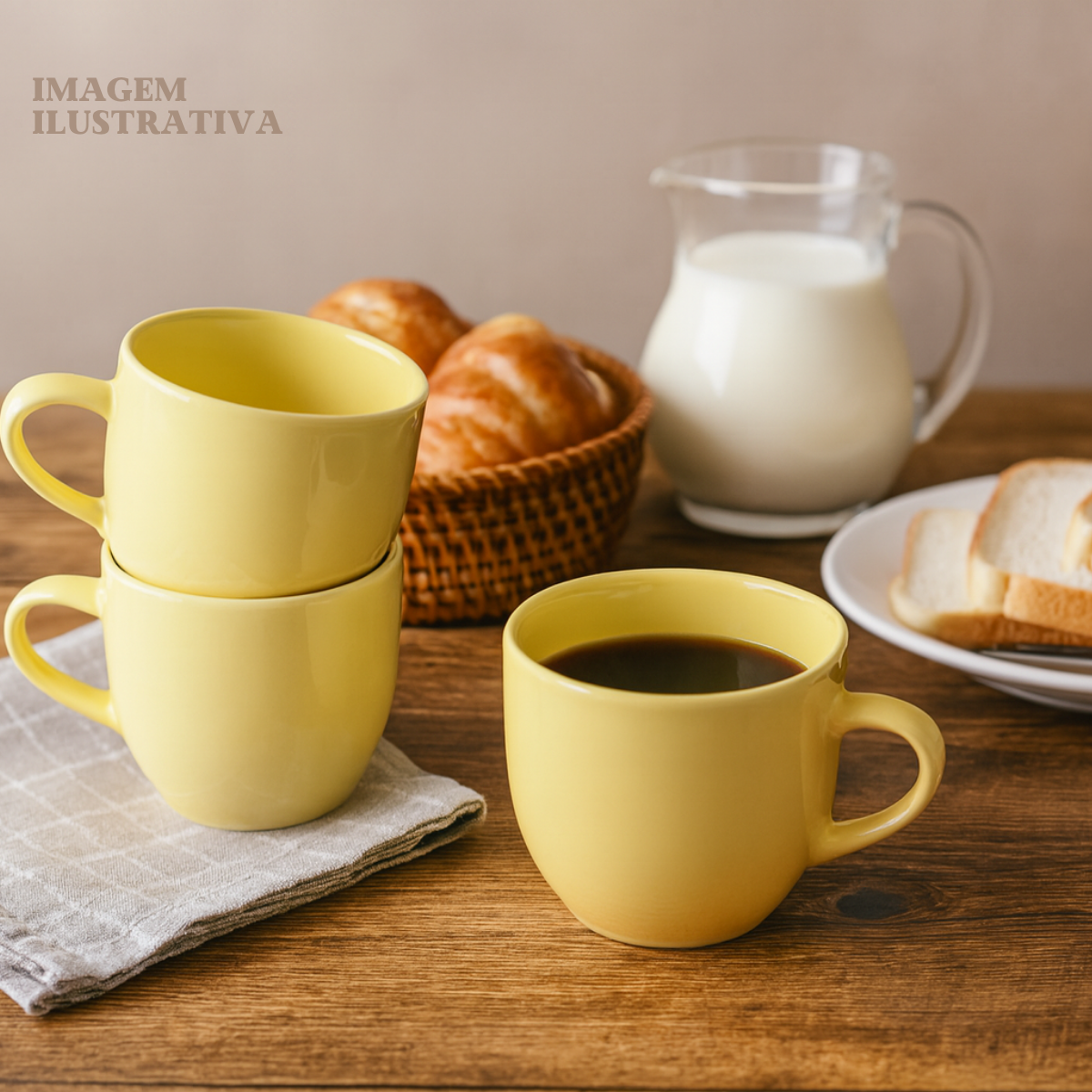 Xicara Chá Porcelana Amarela