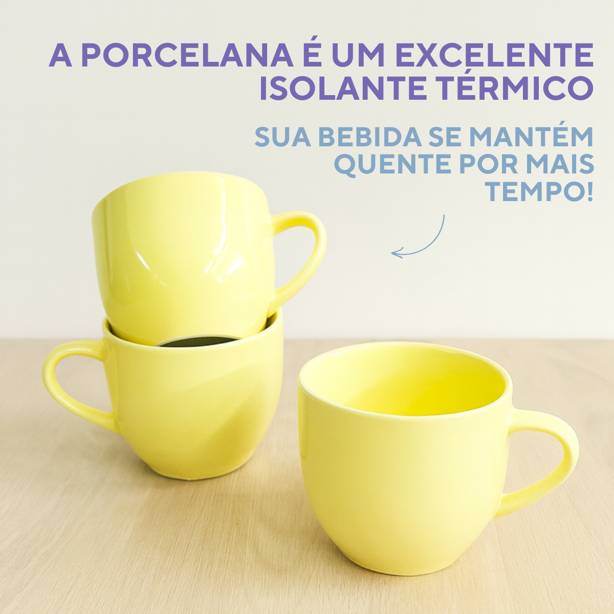 Xicara Chá Porcelana Amarela
