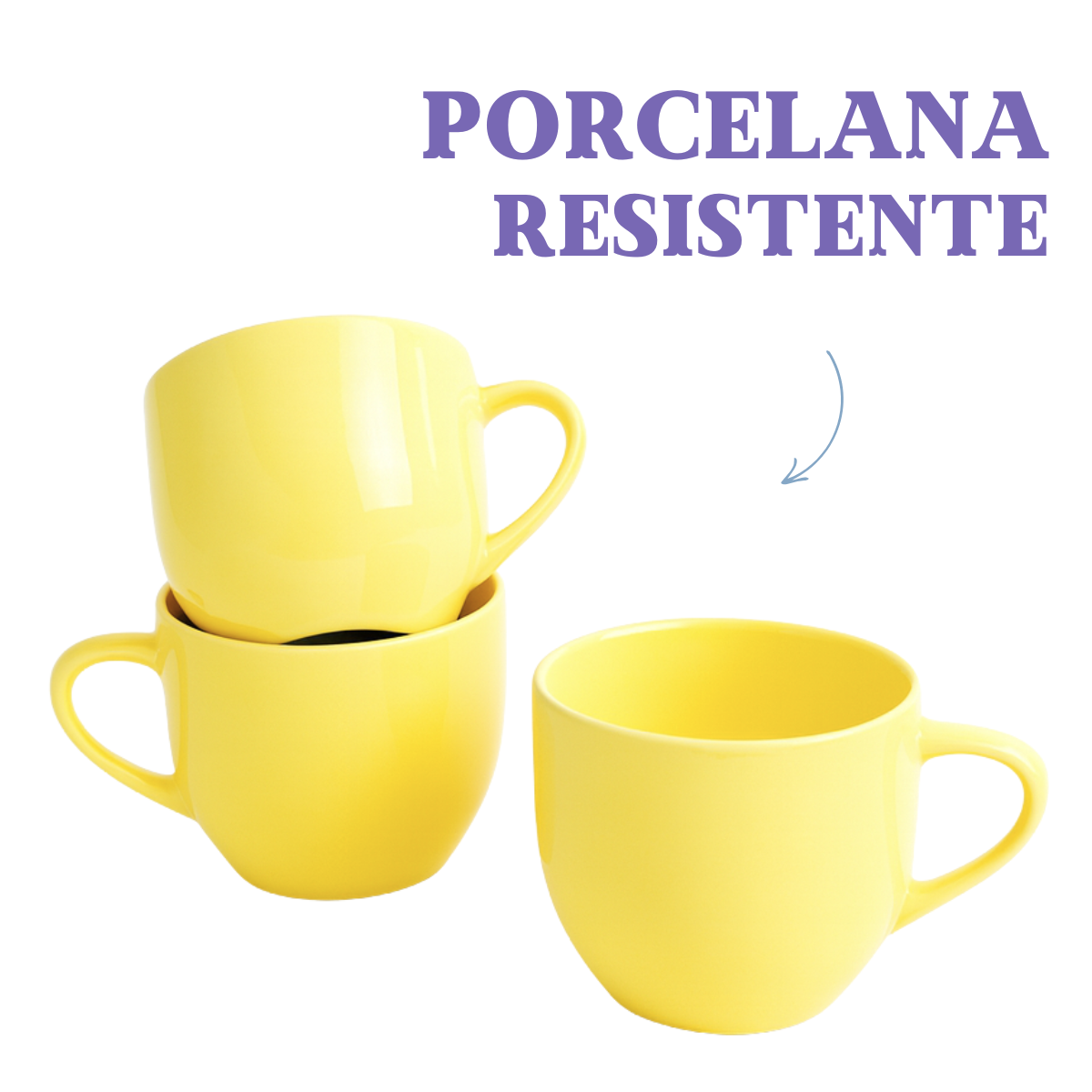 Xicara Chá Porcelana Amarela