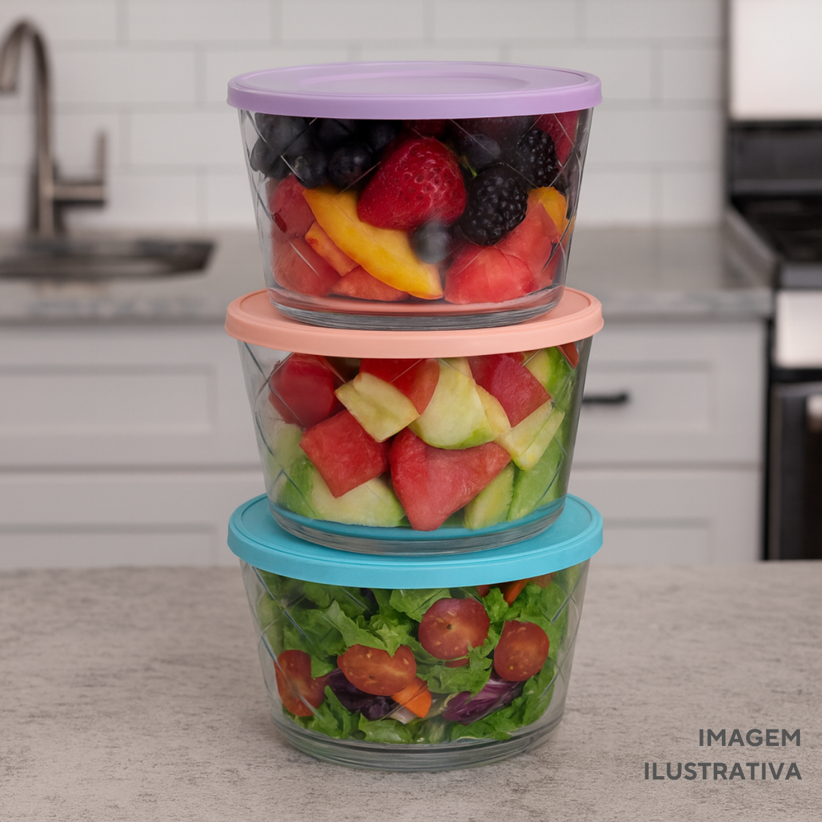 Tigela Vidro 670ml Tampa Sortida