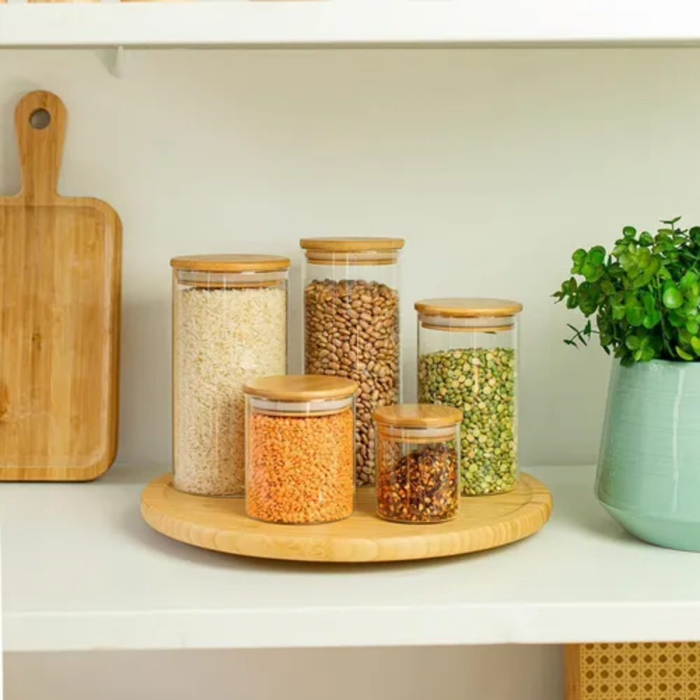 Pote Redondo Com Tampa Bambu - A Gourmet