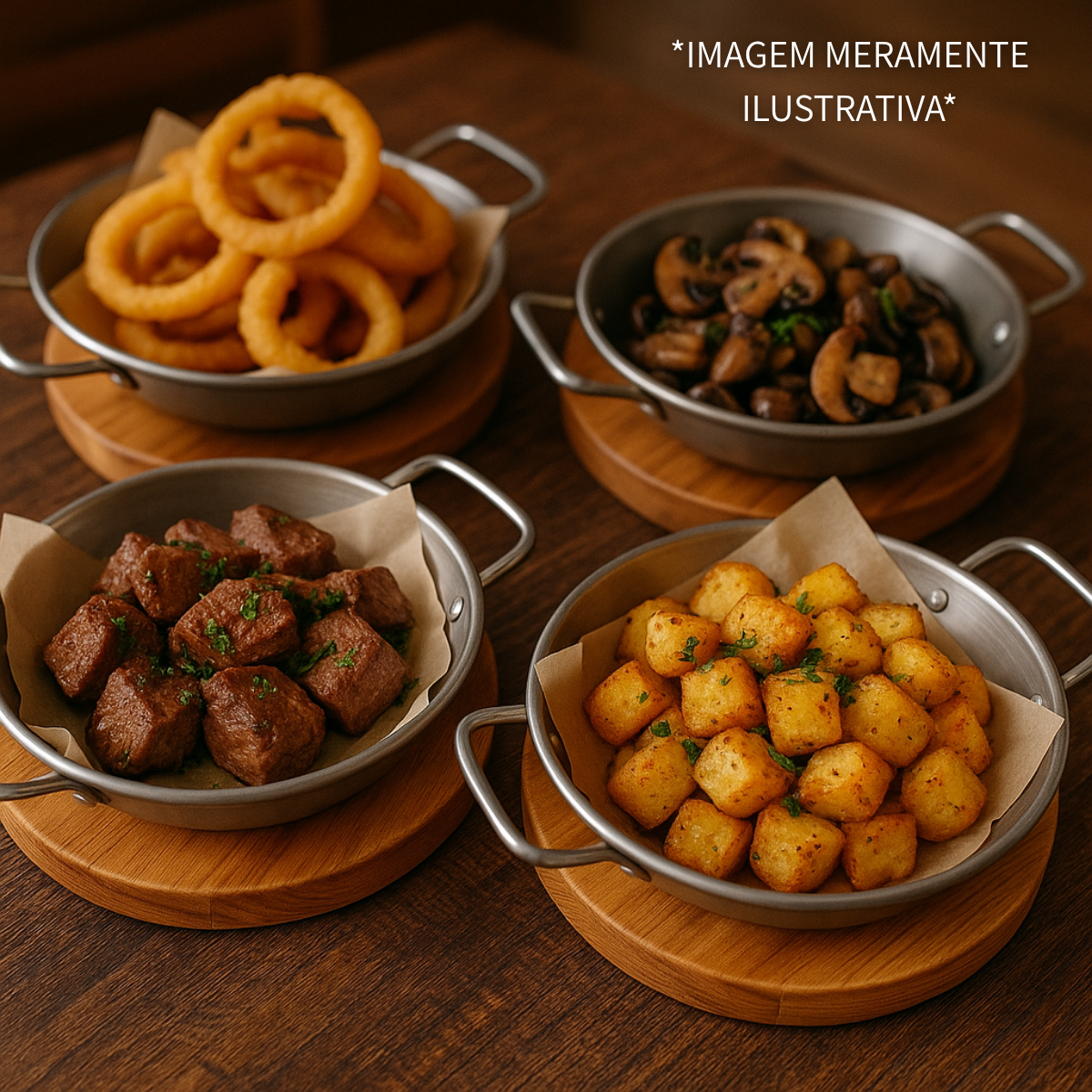 Tábua De Madeira Com Frigideira Pergaminho 16cm Porção - A Gourmet