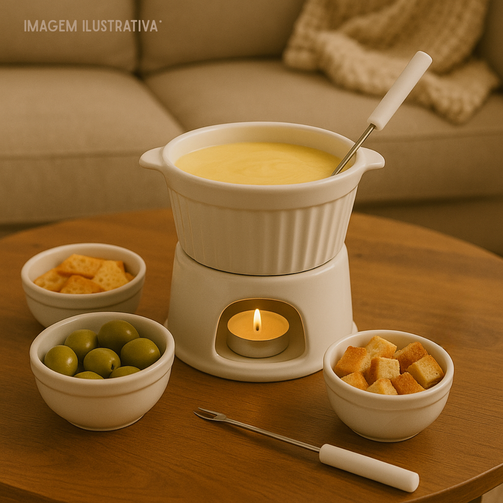 Conjunto Fondue 6 Peças Porcelana Casal - A Gourmet