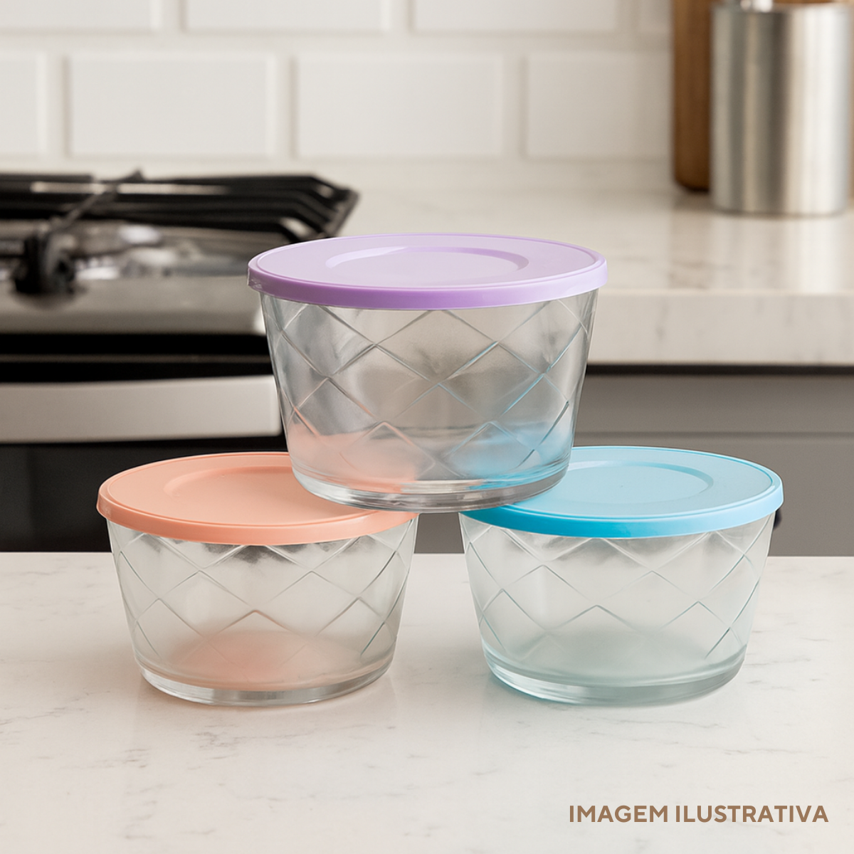 Tigela Vidro 670ml Tampa Sortida