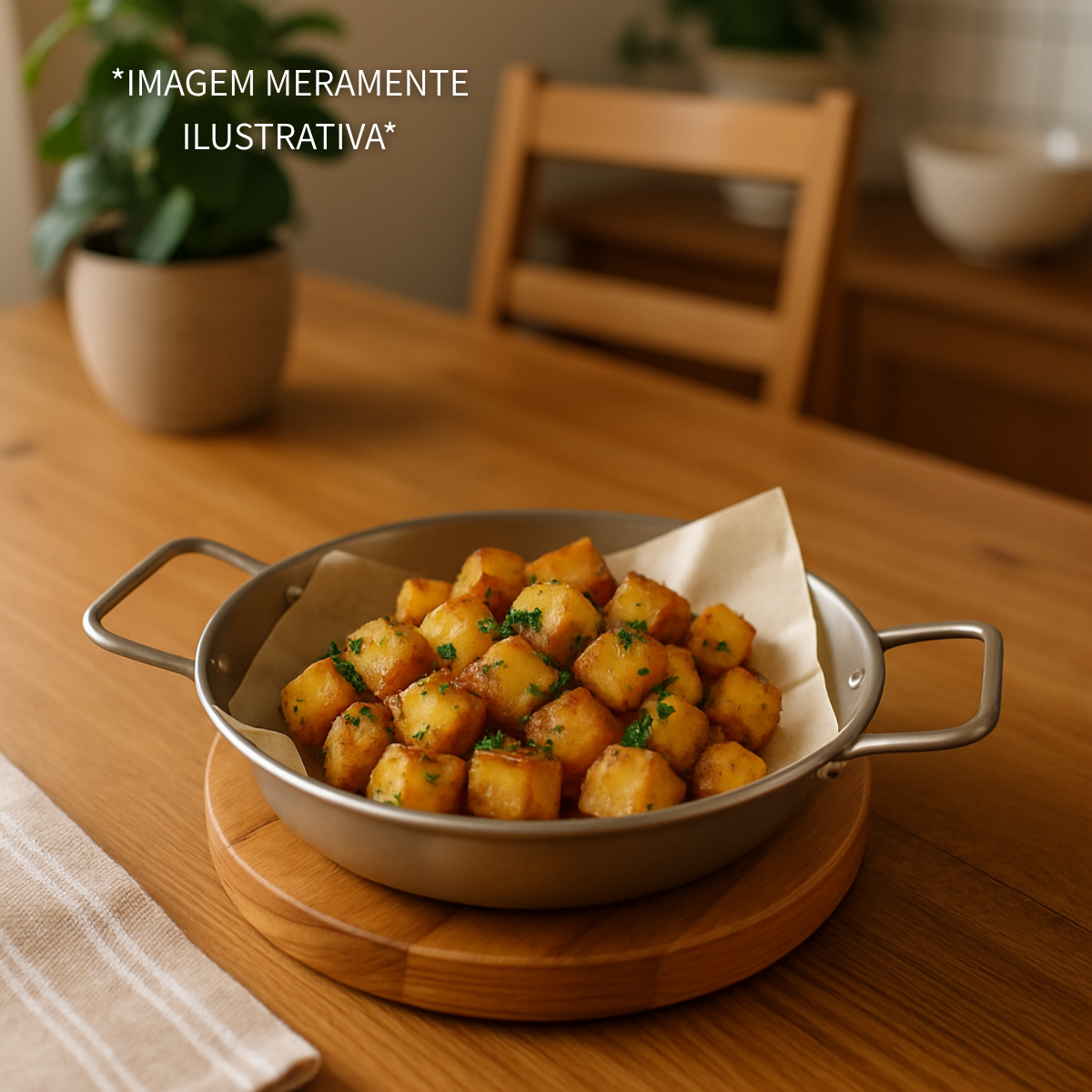 Tábua De Madeira Com Frigideira Pergaminho 16cm Porção - A Gourmet