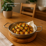 Tábua De Madeira Com Frigideira Pergaminho 16cm Porção - A Gourmet