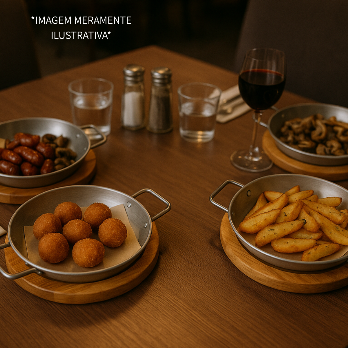 Tábua De Madeira Com Frigideira Pergaminho 16cm Porção - A Gourmet