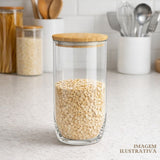 Pote Vidro Tampa Bambu 1,2Litros