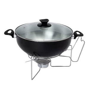 Rechaud Preto Redondo Aluminio 6 Litros C/ Tampa Vidro A Gourmet
