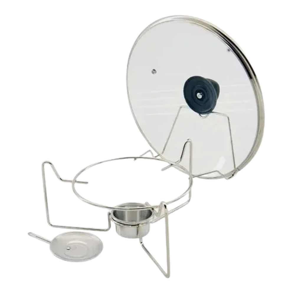 Rechaud Preto Redondo Aluminio 6 Litros C/ Tampa Vidro A Gourmet