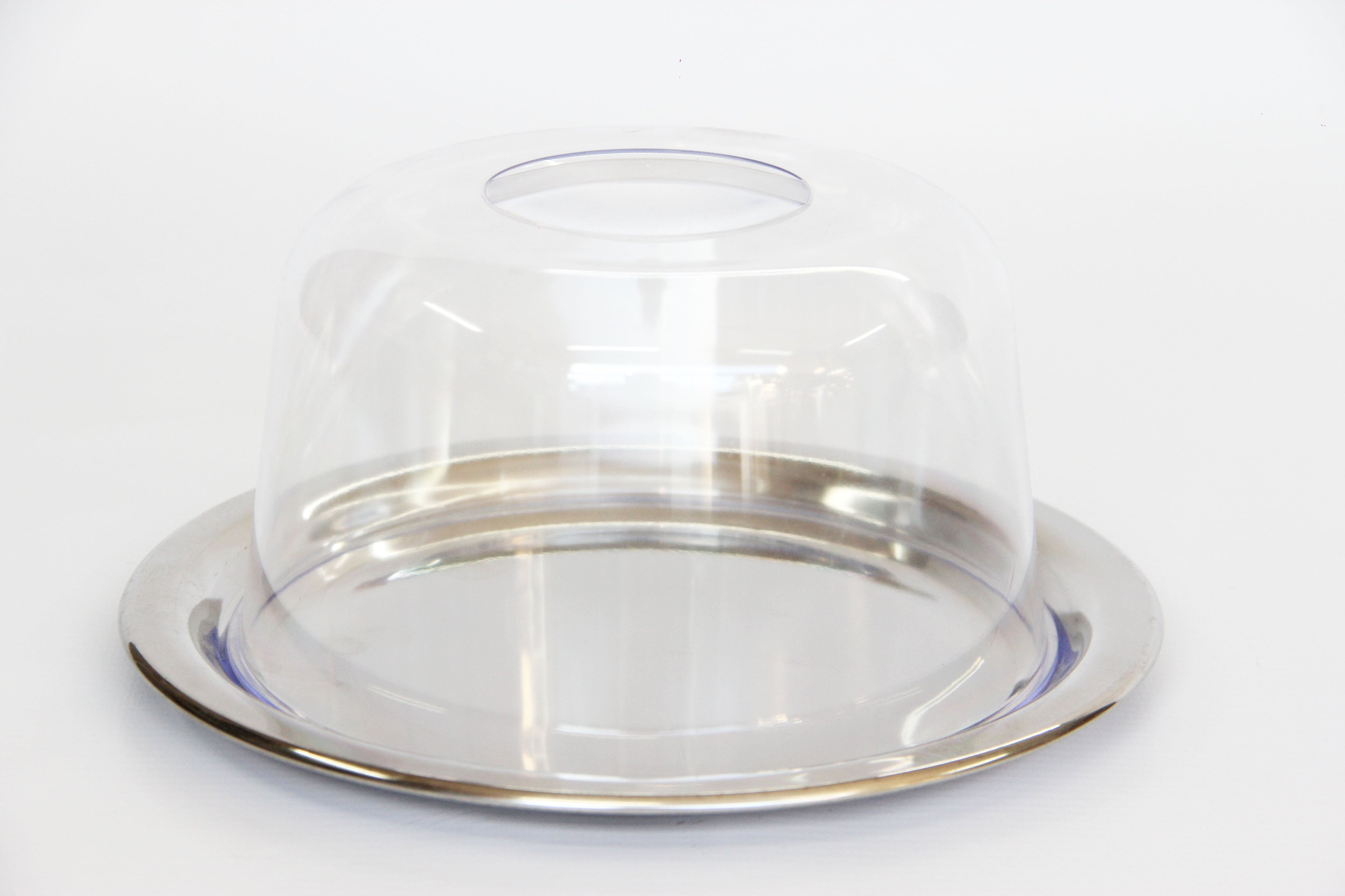 Porta Queijo em Aço Inox C/ Tampa de Acrilico A Gourmet