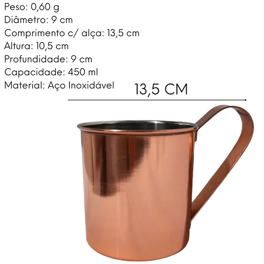 Caneca Moscow Mule Lisa Inox Bronze 450ml