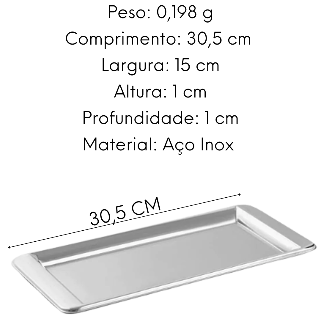 Bandeja de Café em Aço Inox 30cm Mimo Style