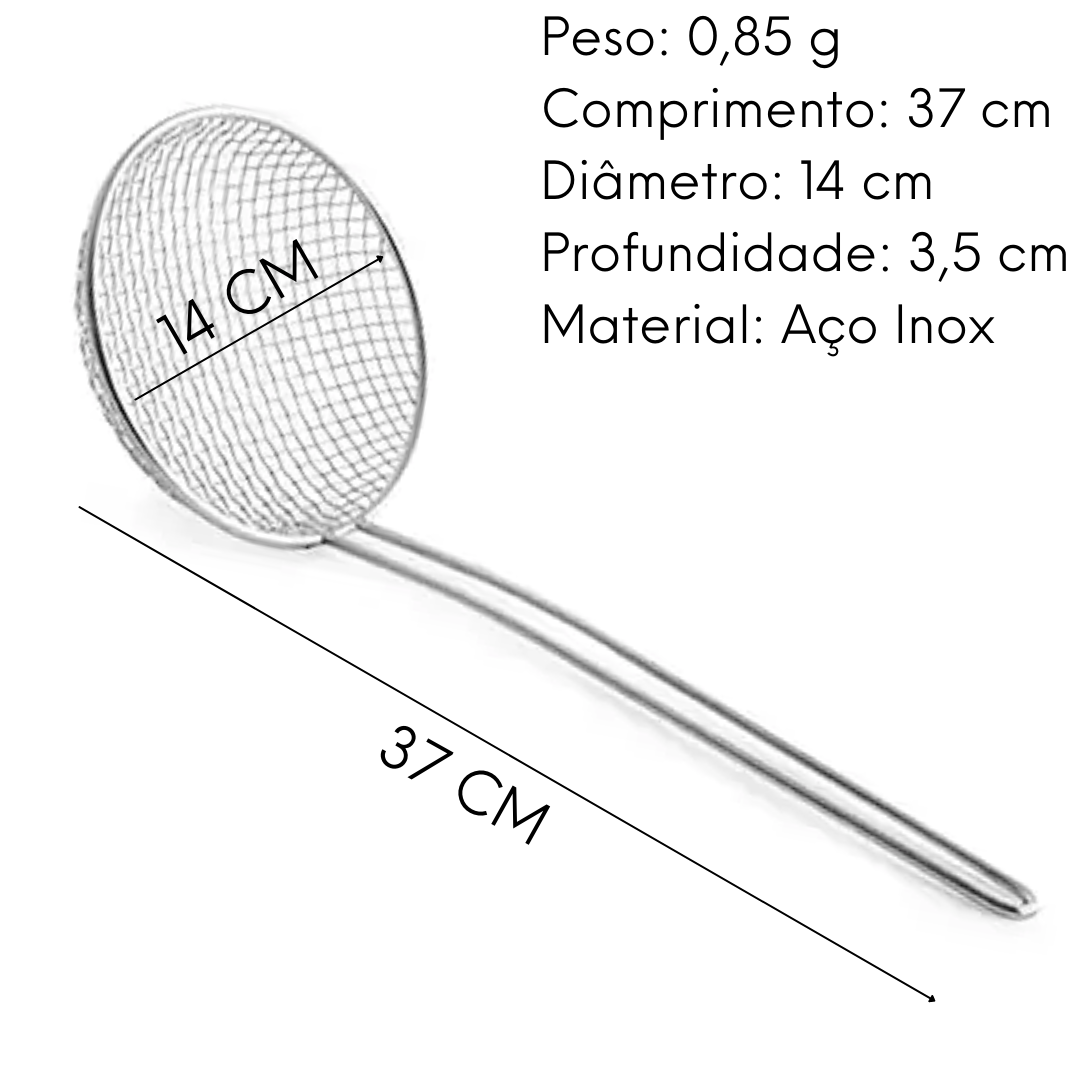 Escumadeira em Aço inox Grande Para Frituras Mimo Style