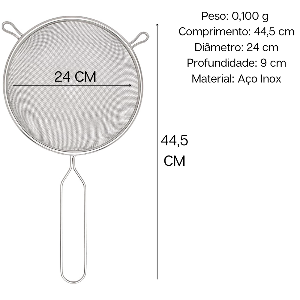 Peneira em Aço Inox 24cm Mimo Style