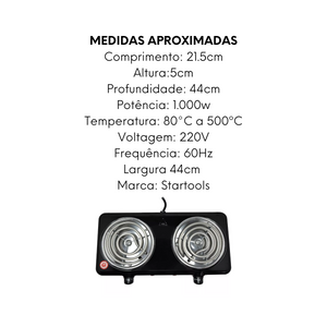 Fogareiro Elétrico 2000w Duas Bocas 220V StarTools