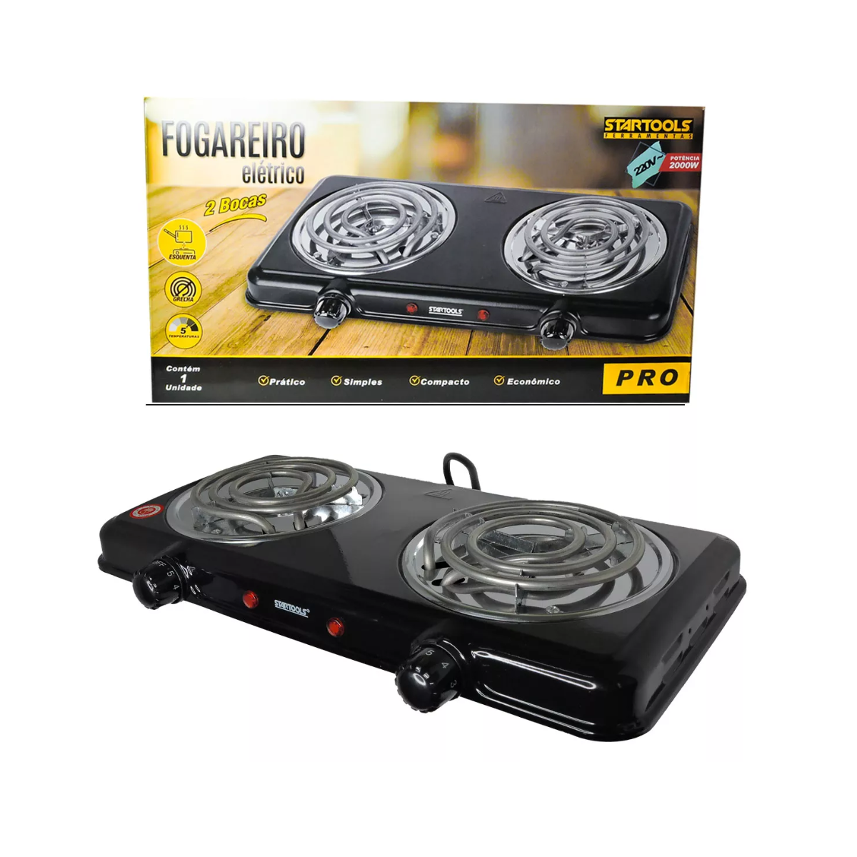 Fogareiro Elétrico 2000w Duas Bocas 220V