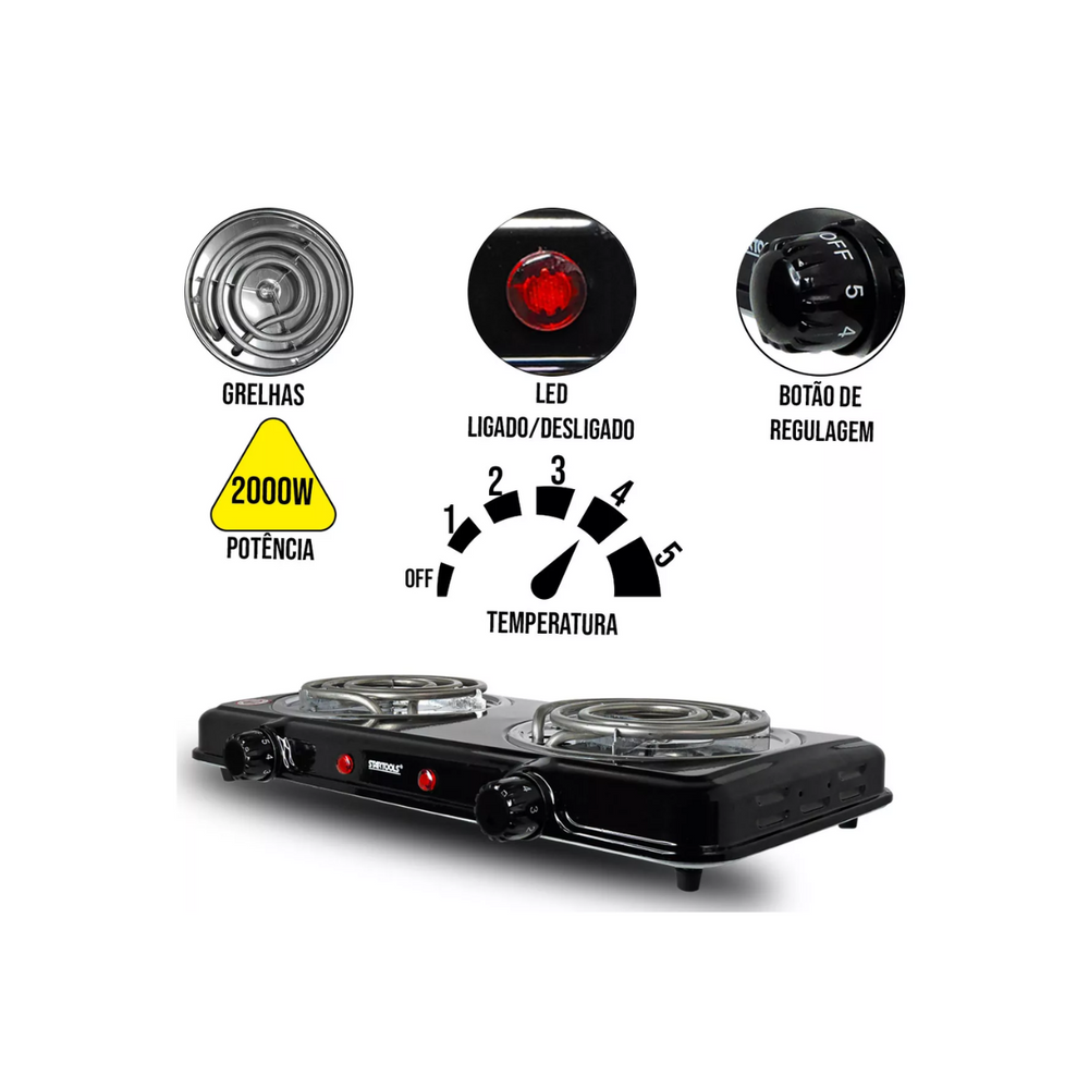 Fogareiro Elétrico 2000w Duas Bocas 220V StarTools