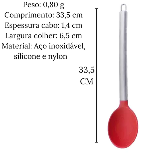 Colher de Arroz Cabo Aço Inox e Silicone Mimo