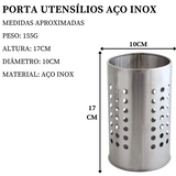 Porta Utensílios em Aço Inox A Gourmet