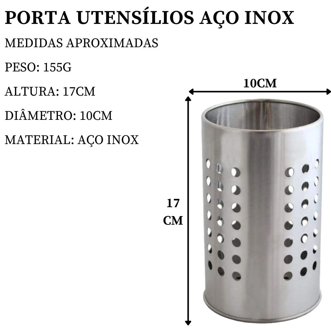 Porta Utensílios em Aço Inox A Gourmet