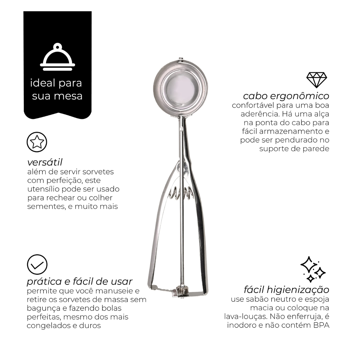 Pegador de Sorvete em Aço Inox Mimo Mimo Style