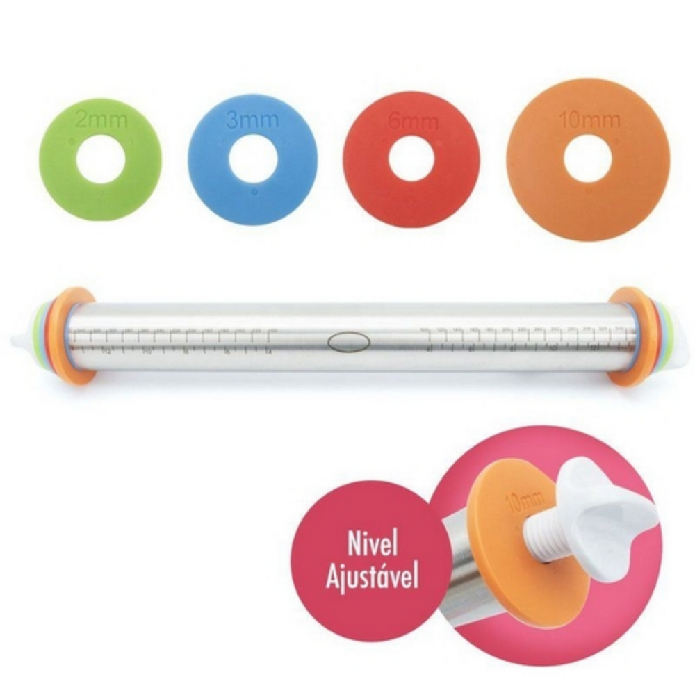 Rolo para Massas em Aço Inox Colorido unyhome