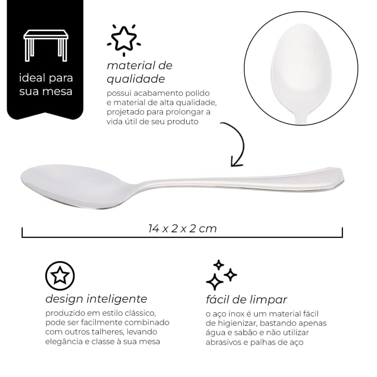 Colher de Sobremesa Mimo em Aço Inox Mimo Style