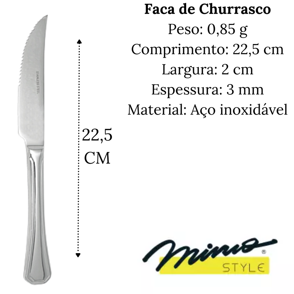 Faca Churrasco Mimo Aço Inox Mimo Style