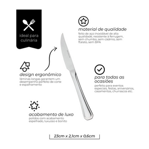 Faca Churrasco Mimo Aço Inox Mimo Style