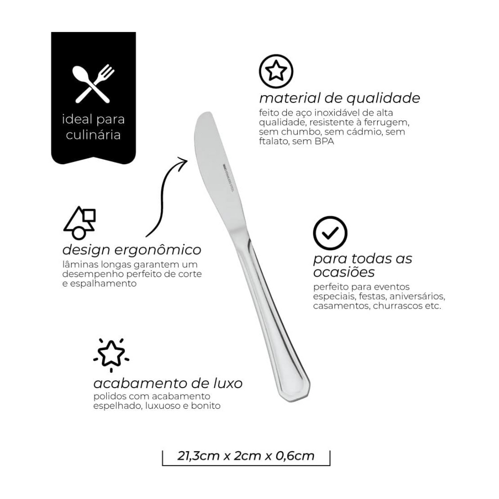 Faca de Sobremesa em Aço Inox Mimo Mimo Style
