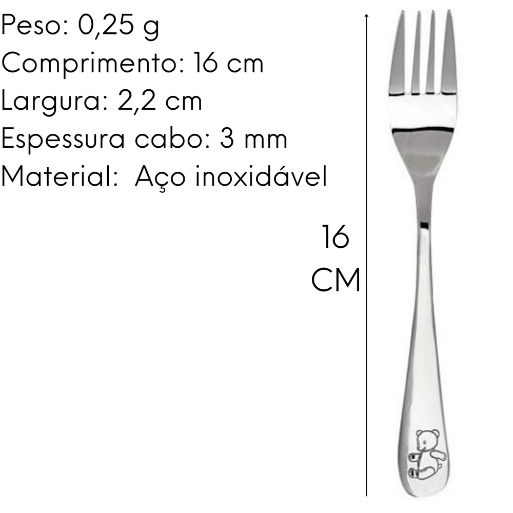 Jogo de Talheres Garfo e Colher Infantis Bear Mimo Style