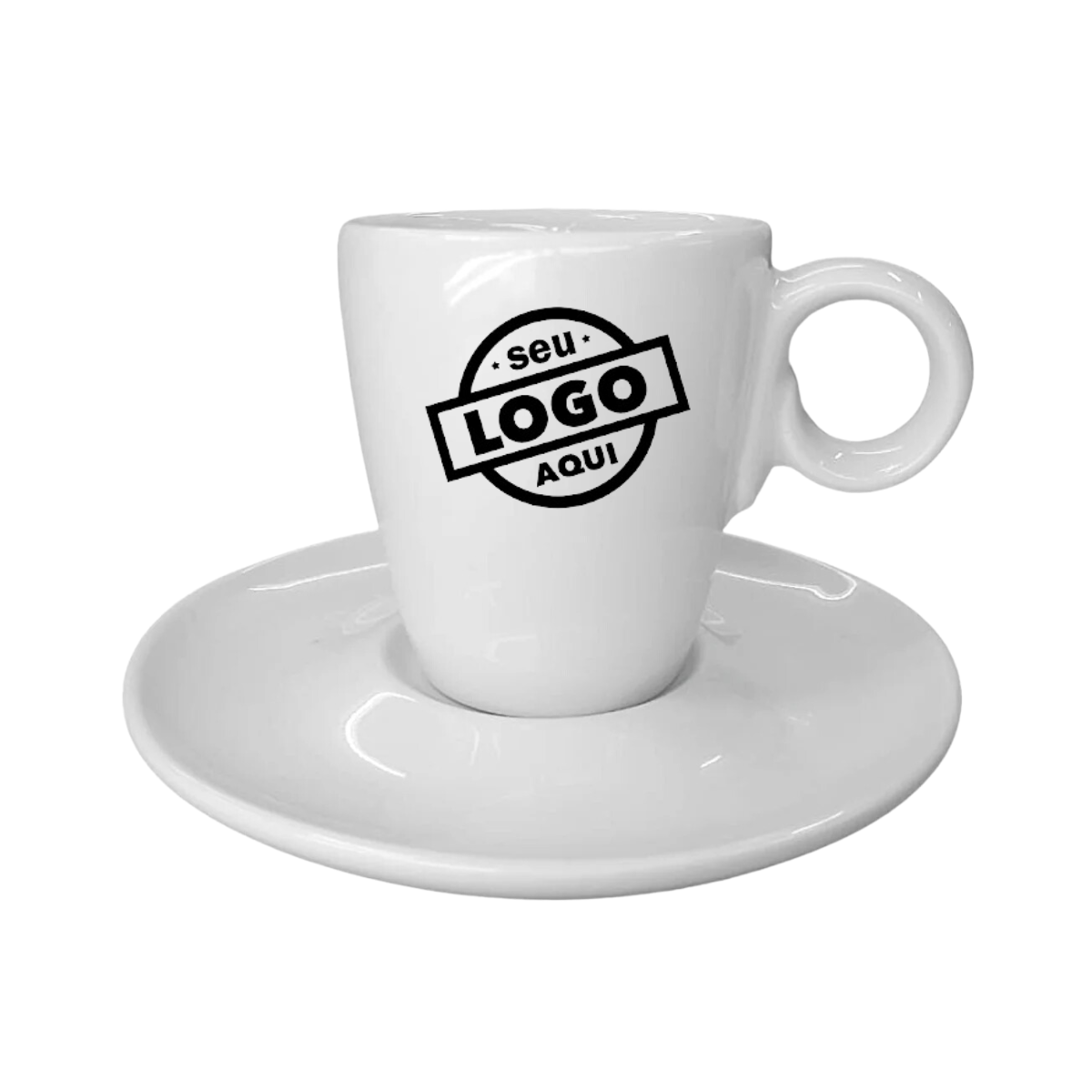 50 Xicara 70ml C/ Pires Porcelana - A Gourmet