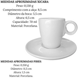 50 Xicara 70ml C/ Pires Porcelana - A Gourmet